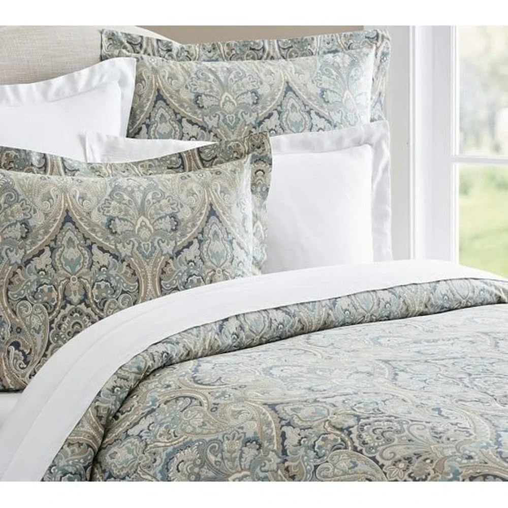 Pottery Barn Mackenna Drapes Set 2 Blue 50x‎ 84 Curtains Medallion Paisley New